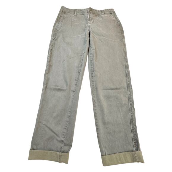 Liverpool Los Angeles Olive Green Boyfriend Cut Soft Khaki Pants Cuffed Ankle - Picture 6 of 16